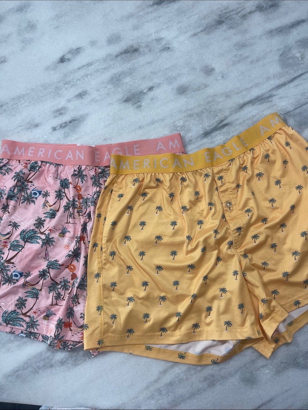 American Eagle Outfitters Pink & Yellow Palm-Print Boxers